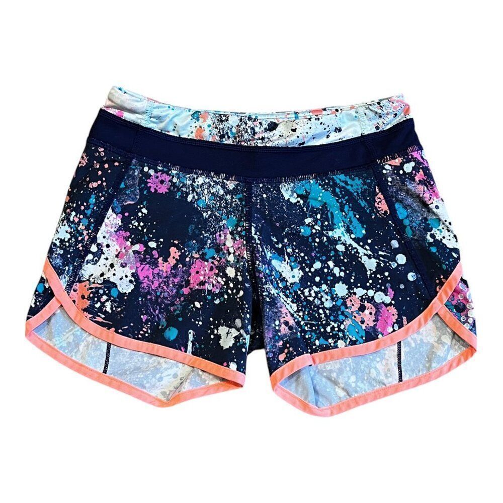 Ivivva Girls Lululemon Paint Splatter Stretchy Dance Bike Gymnastic Shorts Sz 10
